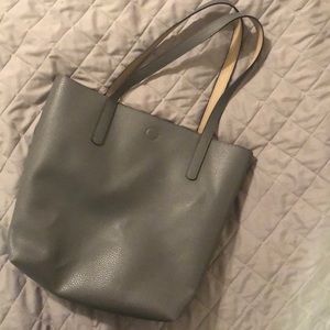 Faux Grey Leather Large Purse